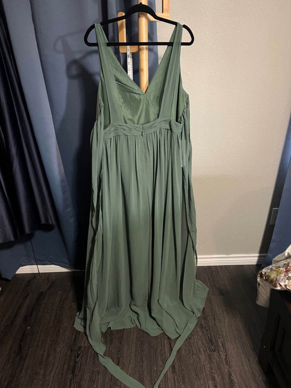 Azazie eucalyptus Green V-Neck Chiffon Bridesmaid Dress - Picture 2 of 6